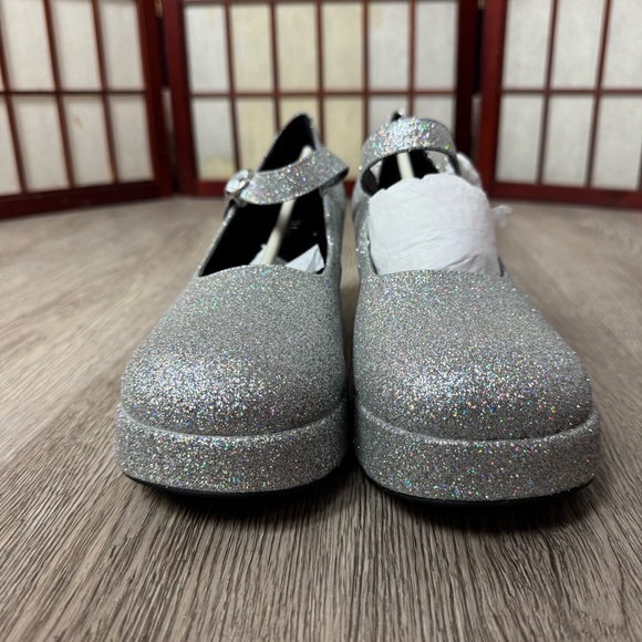 dELiA*s Silver Glitter Mary Jane Platform Heels | New in Box Sz 9M - Picture 6 of 11